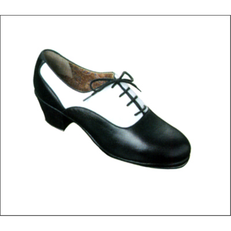 black white tap shoes
